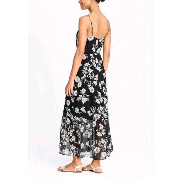 J. Crew Mercantile Tiered Maxi Dress in Black Daisy Floral Sz 4 (Y - Picture 2 of 7